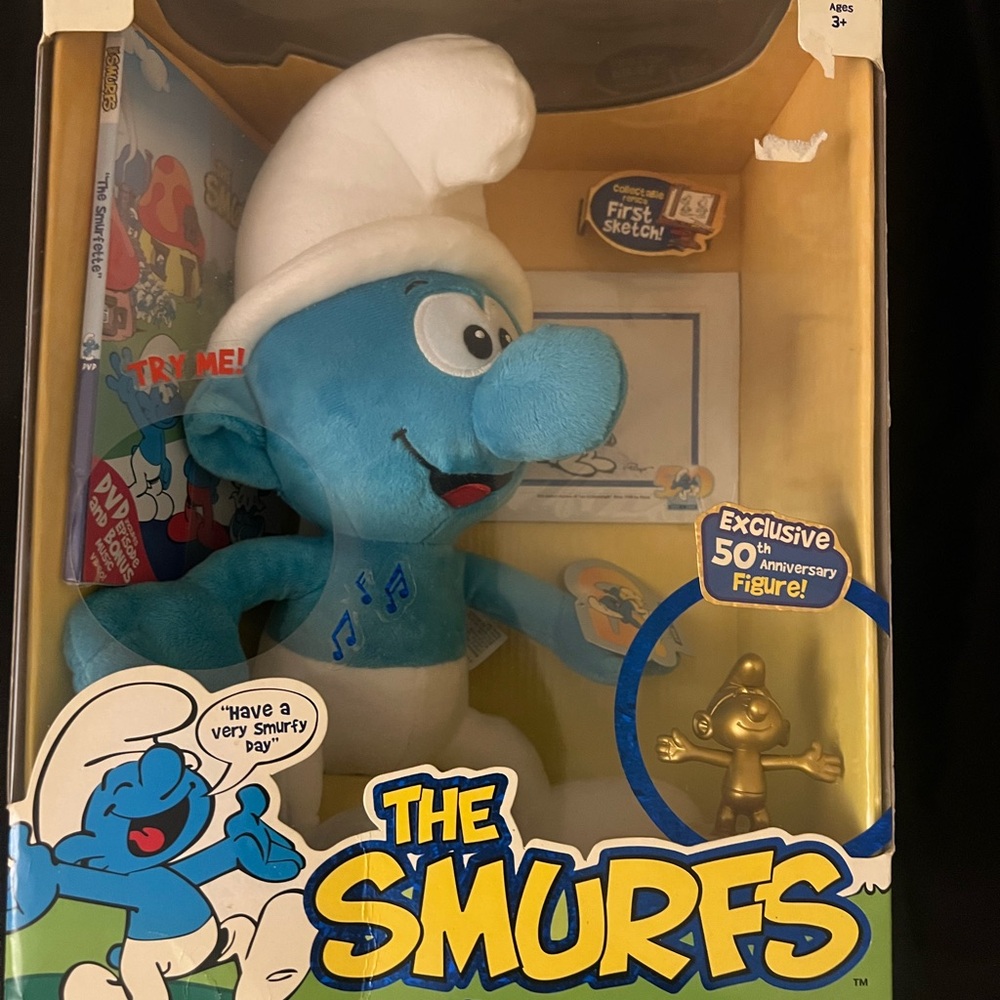 The Smurfs 50th Anniversary Plush Toy w/ DVD & mini toy